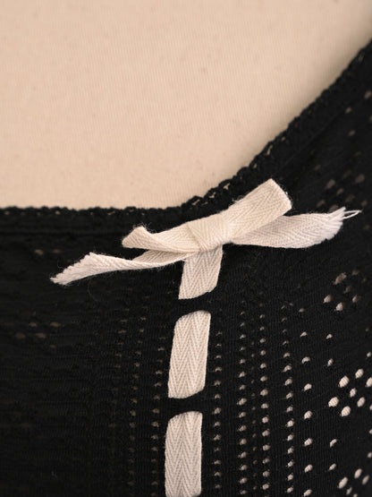 Excellent Blugirl Folies Black Crochet Top with Ribbon Detail Size S