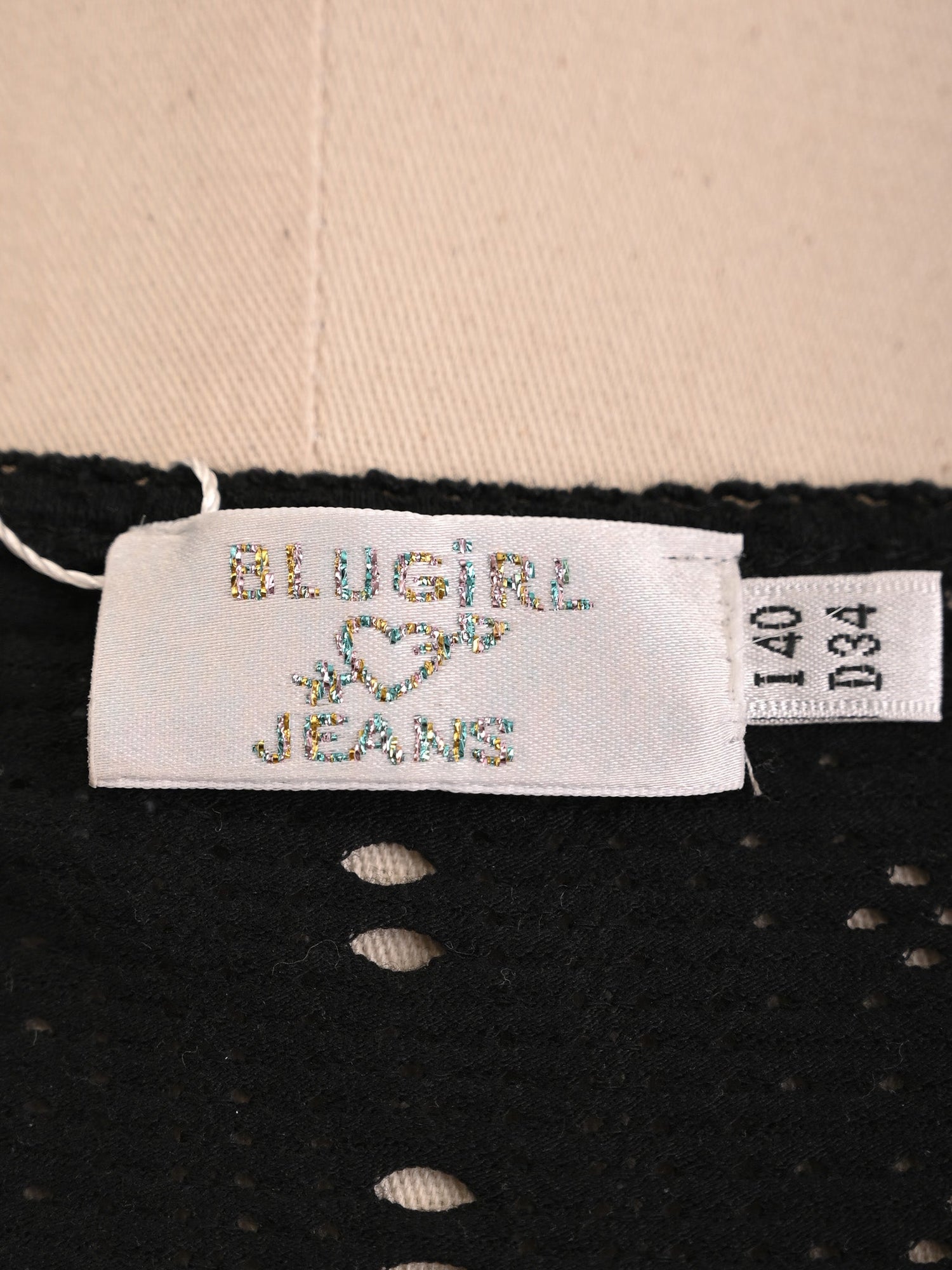 Excellent Blugirl Folies Black Crochet Top with Ribbon Detail Size S