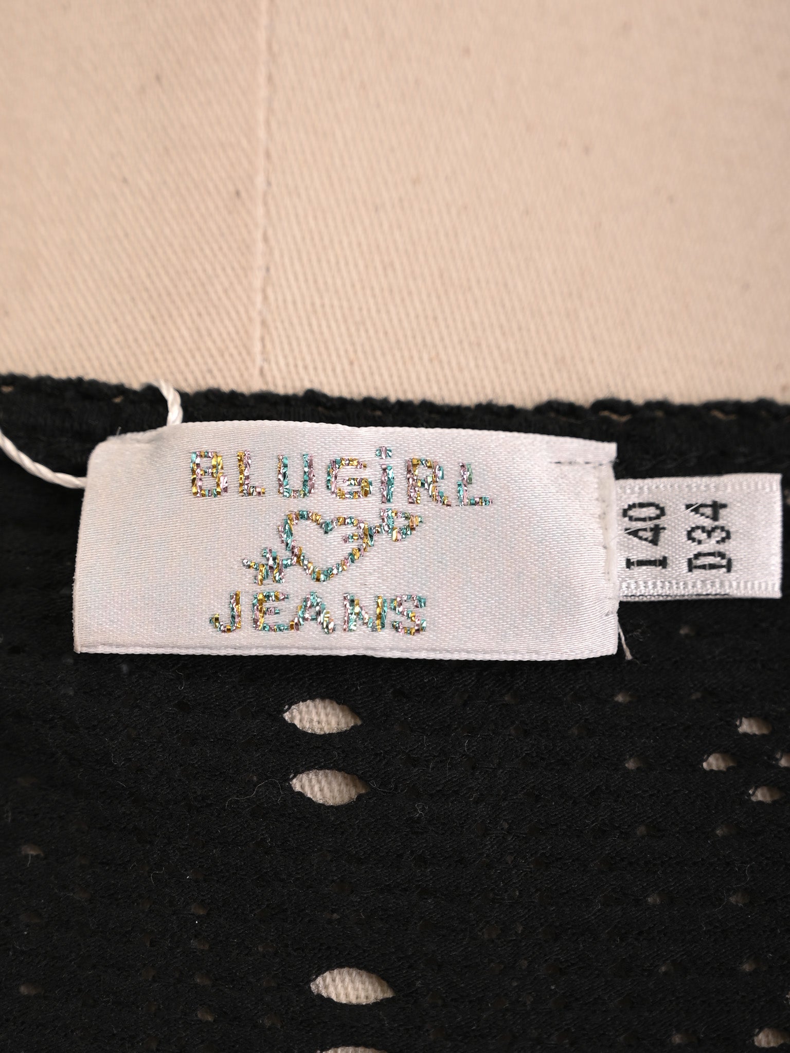 Excellent Blugirl Folies Black Crochet Top with Ribbon Detail Size S