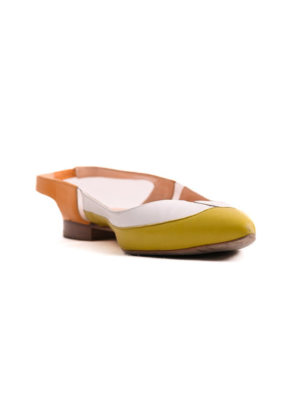 Good Rupert Sanderson Slingback Flats White Leather Size 38