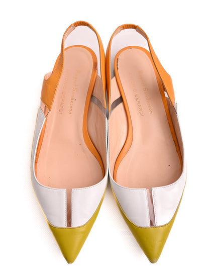 Good Rupert Sanderson Slingback Flats White Leather Size 38