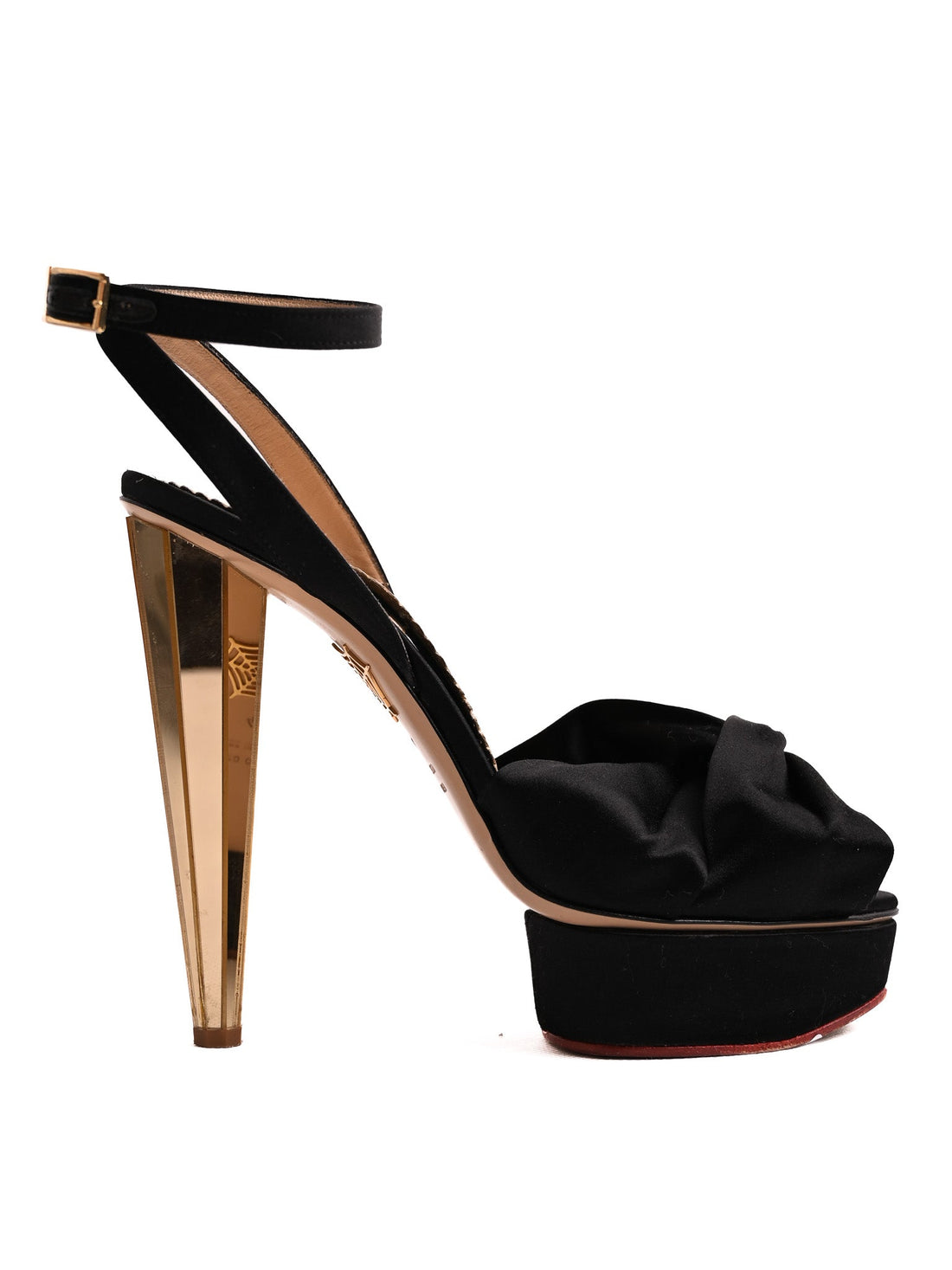 Good Charlotte Olympia Black Leather High-Heeled Sandals Size 40