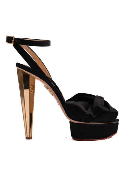 Good Charlotte Olympia Black Leather High-Heeled Sandals Size 40