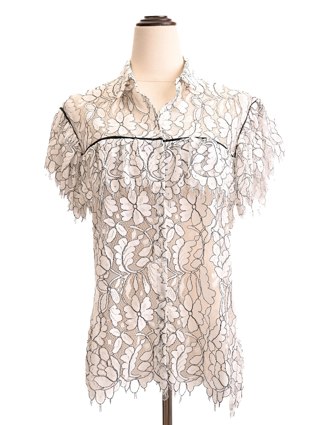 Excellent Anne Fontaine L Size Floral Lace Blouse in Nylon