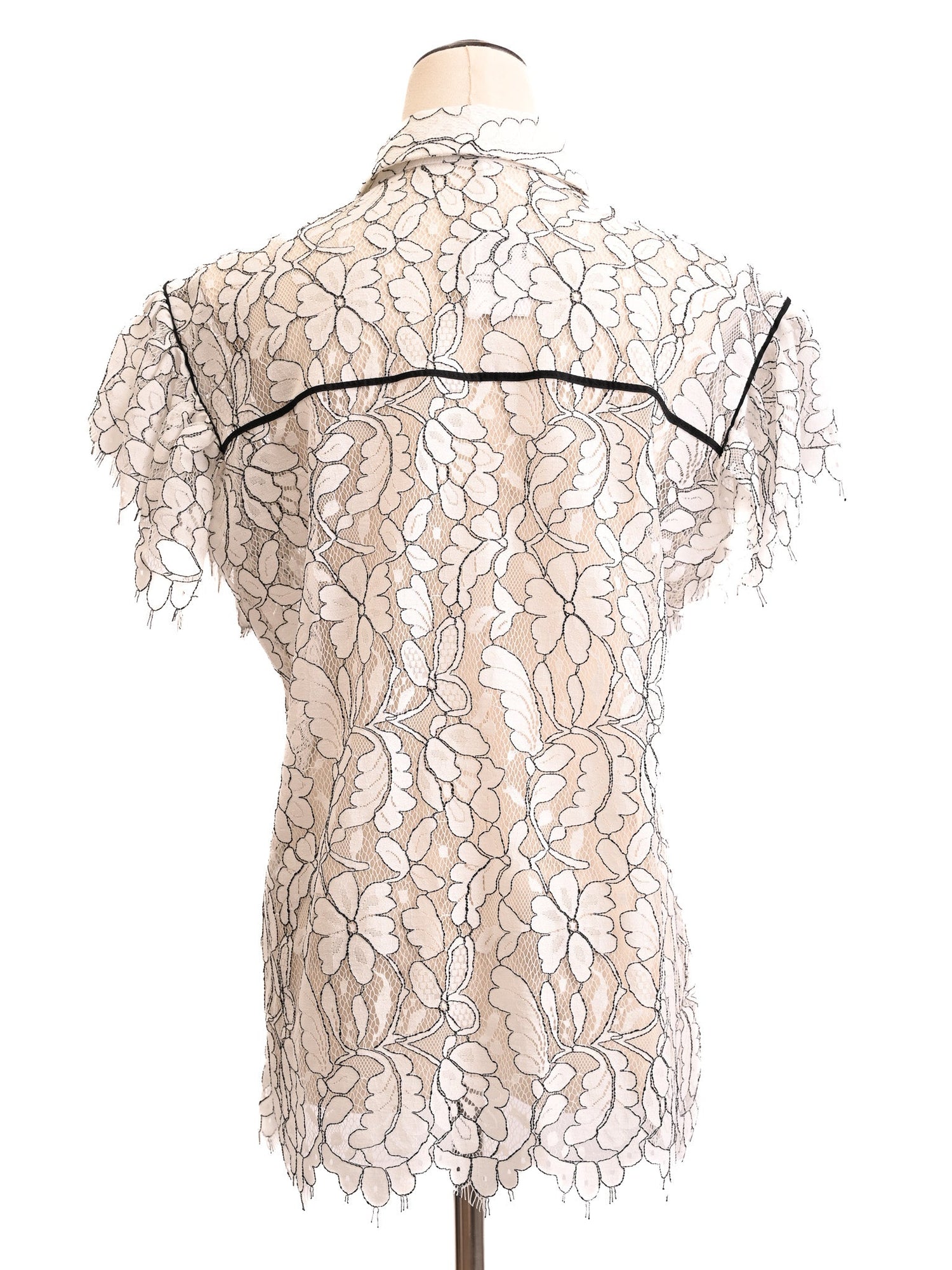 Excellent Anne Fontaine L Size Floral Lace Blouse in Nylon