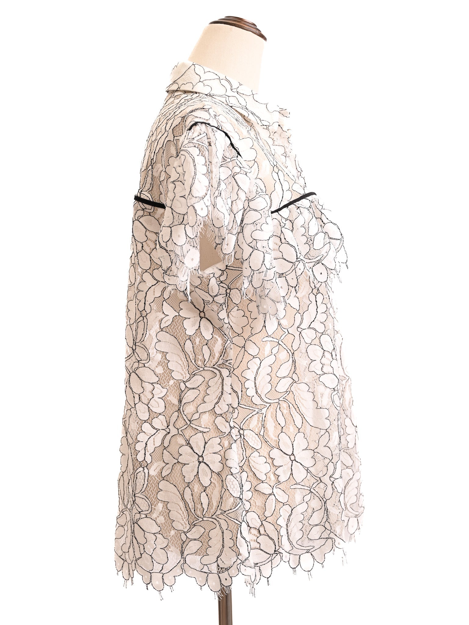 Excellent Anne Fontaine L Size Floral Lace Blouse in Nylon