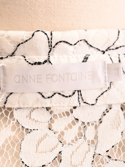 Excellent Anne Fontaine L Size Floral Lace Blouse in Nylon