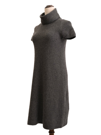 Loro Piana Gray Angora Wool Ribbed Knit Dress Size M