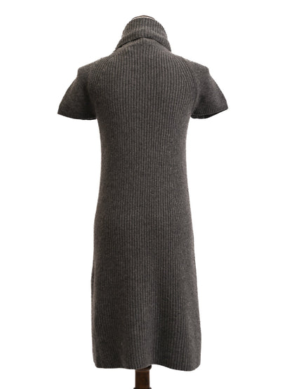 Loro Piana Gray Angora Wool Ribbed Knit Dress Size M
