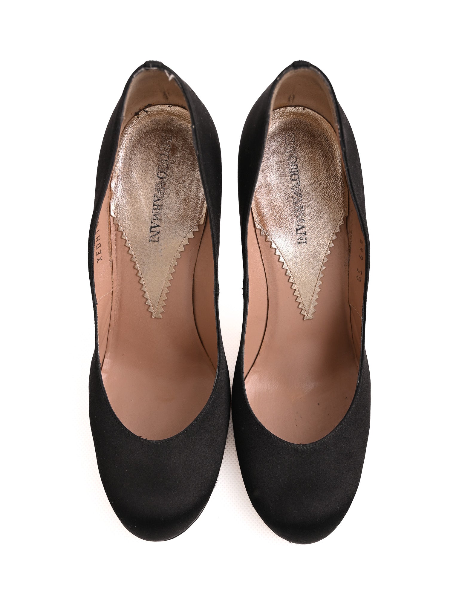 Excellent Emporio Armani Black Leather High-Heeled Shoes Size 38