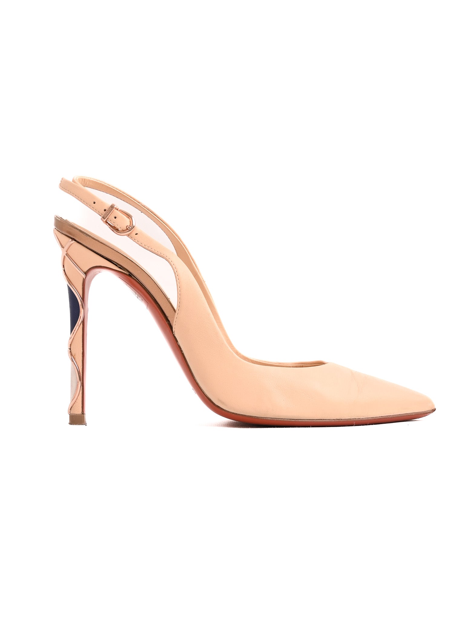 Excellent Baldinini White Leather High Heel Slingback Shoes