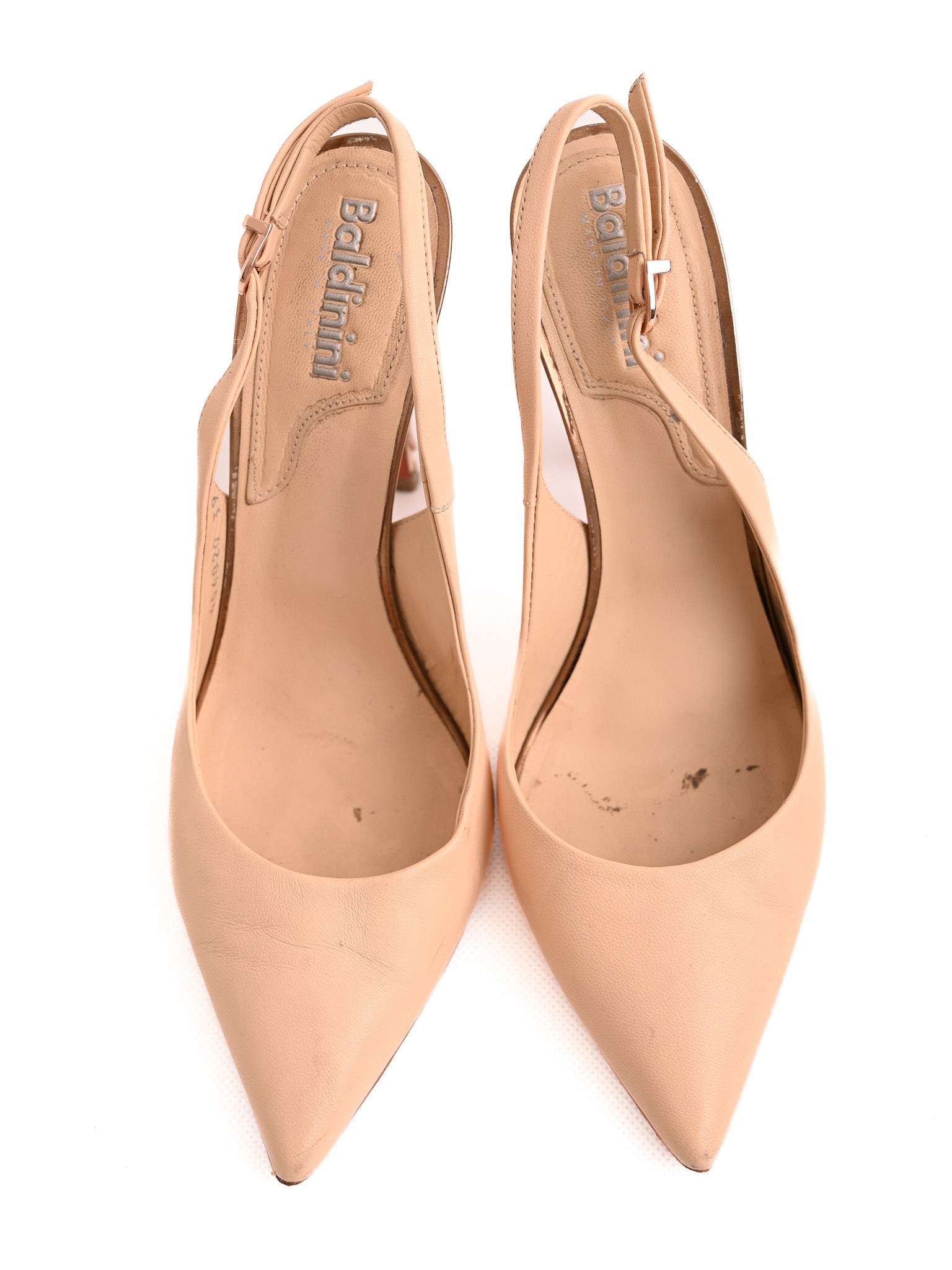 Excellent Baldinini White Leather High Heel Slingback Shoes