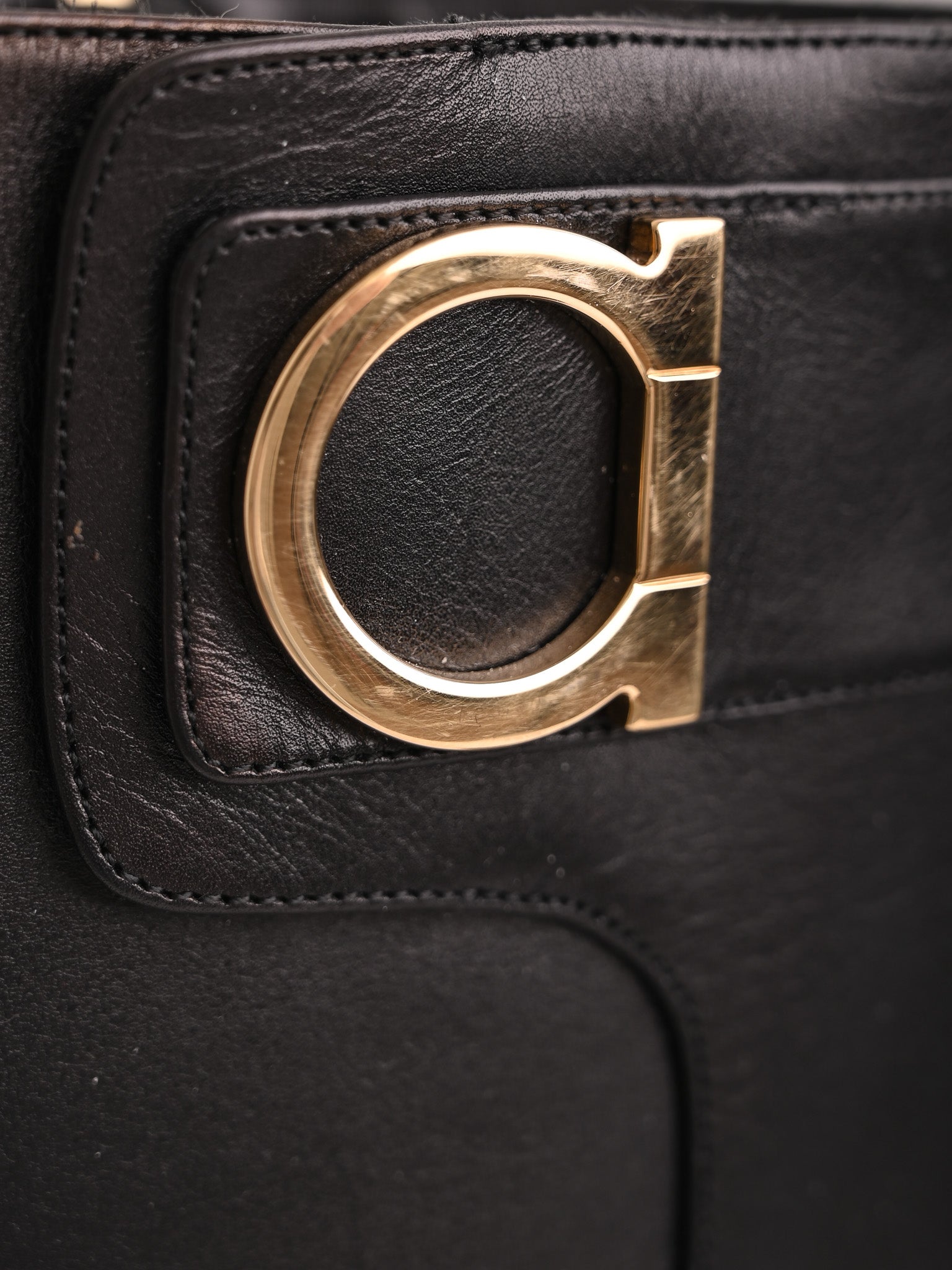 Excellent Salvatore Ferragamo Black Leather Knee-High Boots with Buckle