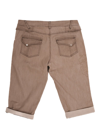 Excellent Trussardi Cuffed Brown Jeans Shorts Orange Cotton Women