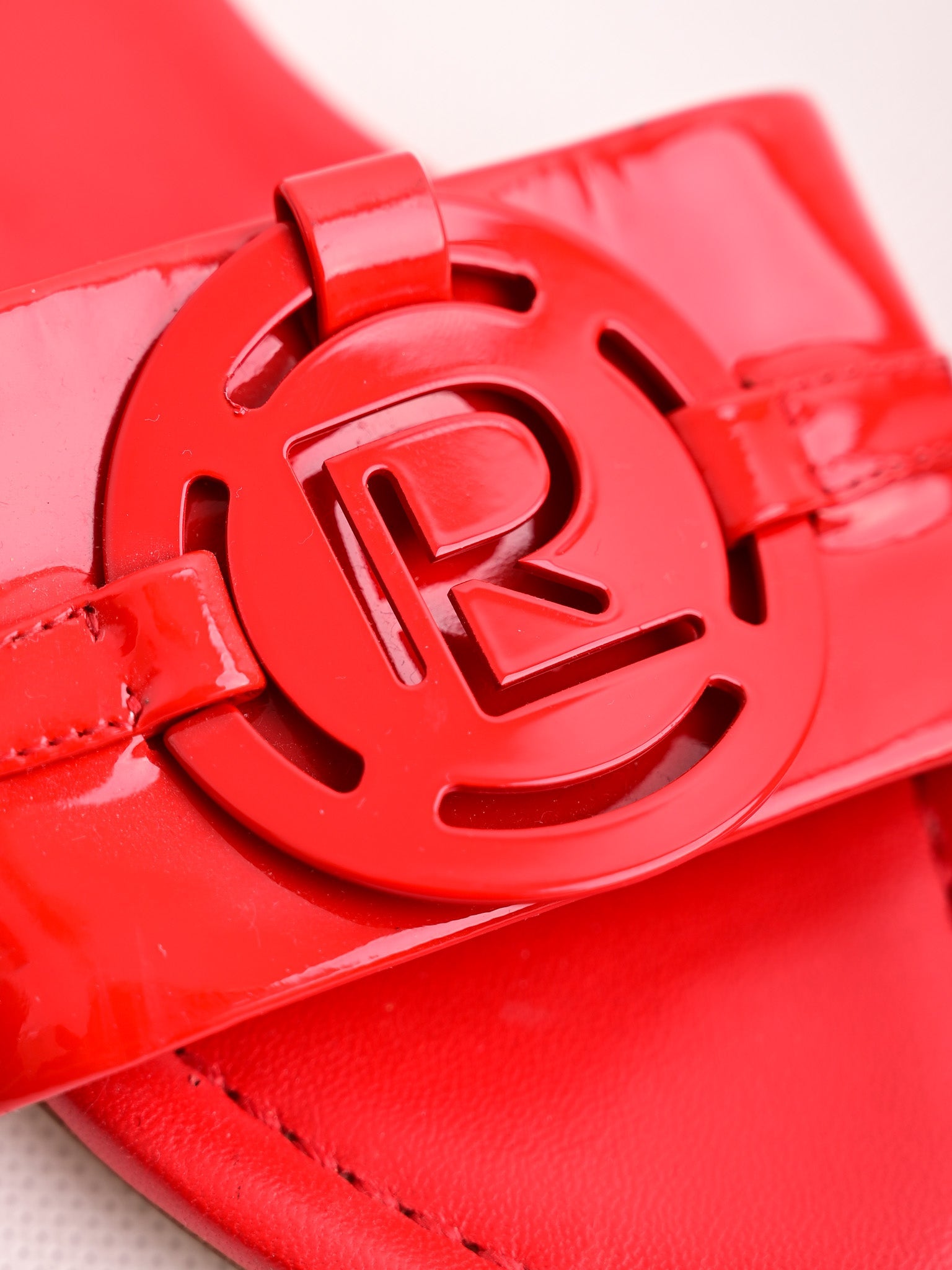 Excellent Ralph Lauren Red Leather Flat Sandals Size 37