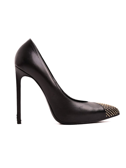 Good Yves Saint Laurent Black Leather High-Heeled Shoes Size 36.5