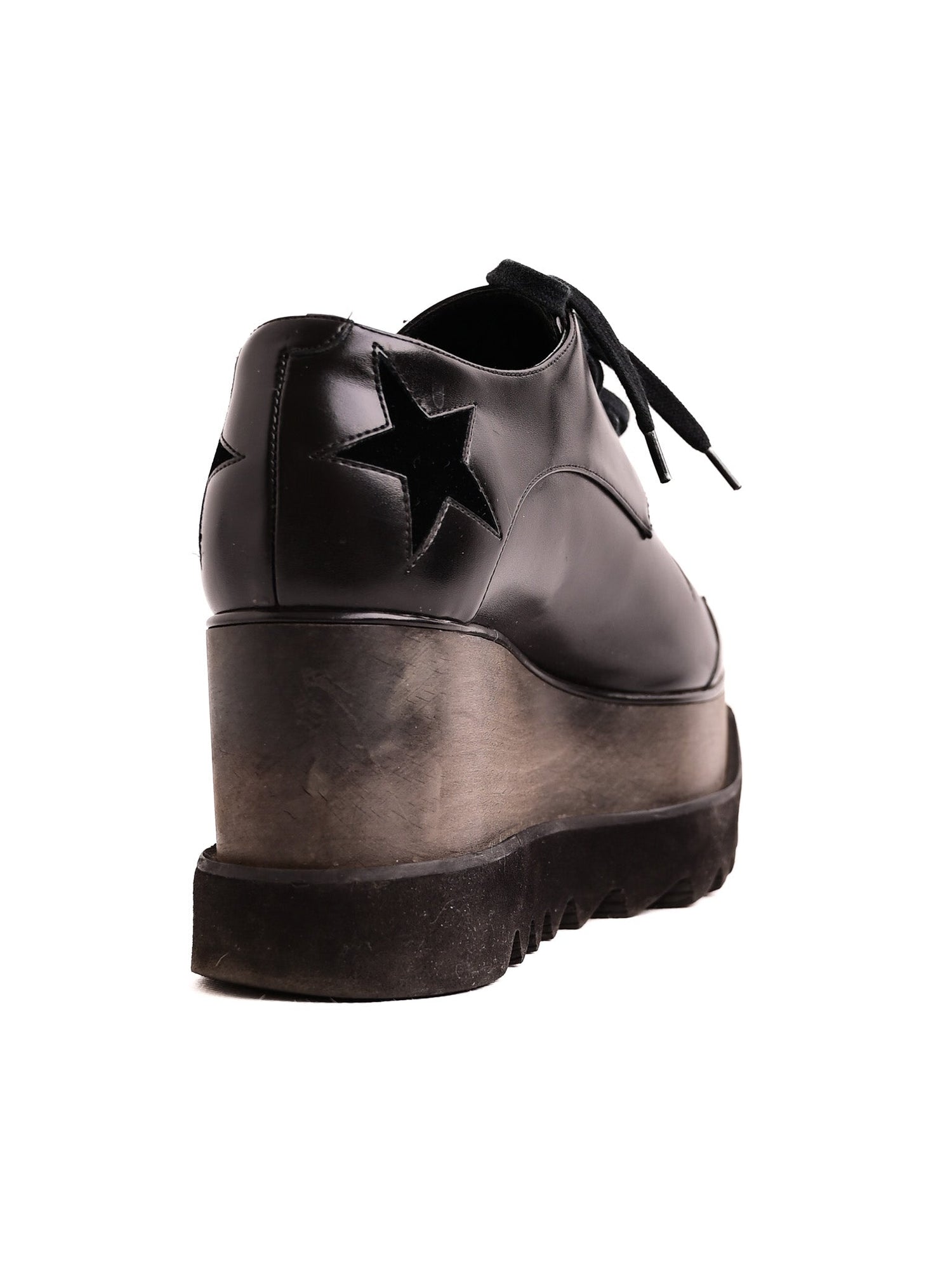 Excellent Stella McCartney Black Leather Platform Shoes Size 37