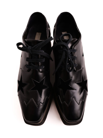 Excellent Stella McCartney Black Leather Platform Shoes Size 37