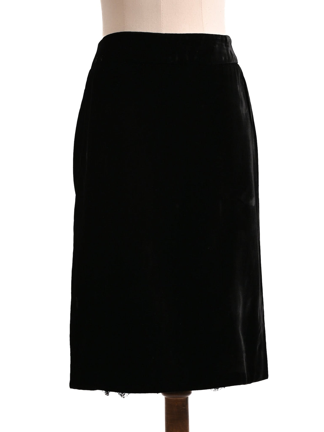 Good Valentino Black Velvet Skirt with Lace Trim Size S