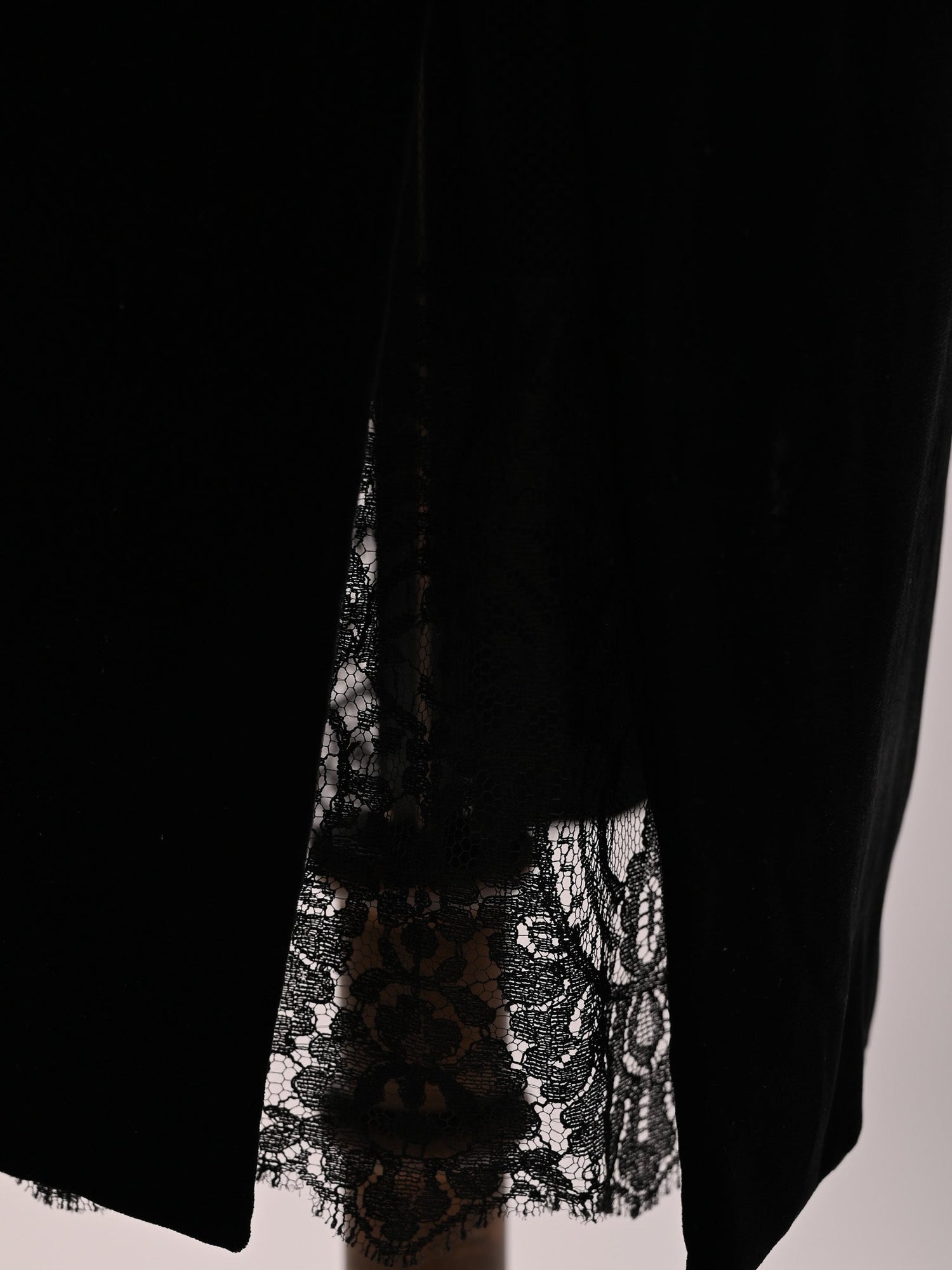 Good Valentino Black Velvet Skirt with Lace Trim Size S