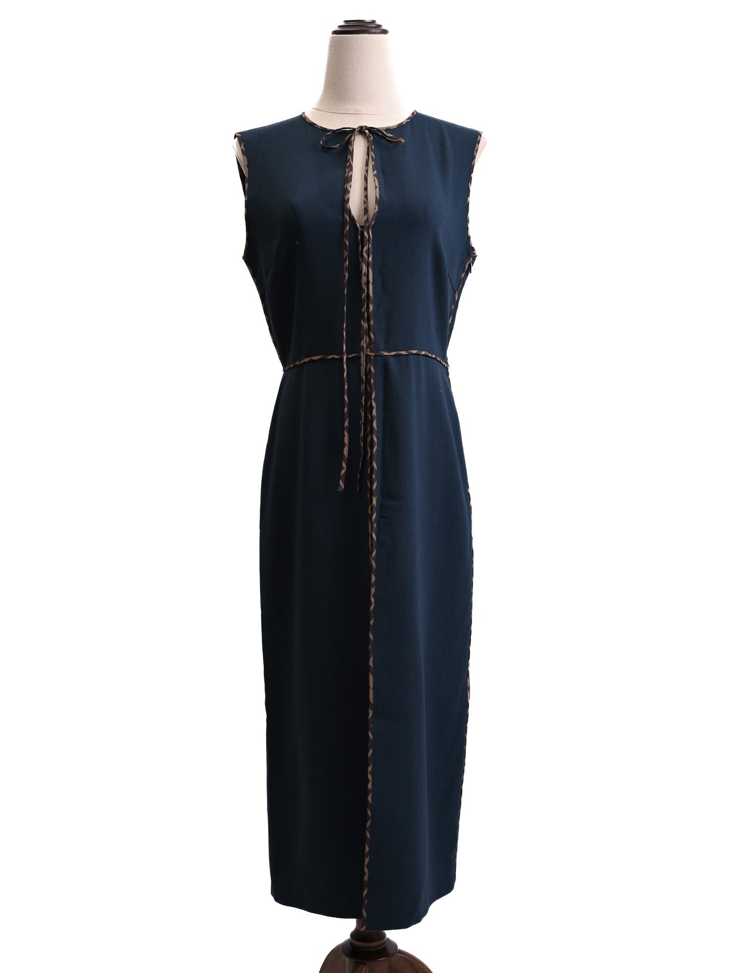 Good Fendi Gray Wool Sleeveless Dress with Decorative Trim