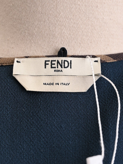 Good Fendi Gray Wool Sleeveless Dress with Decorative Trim