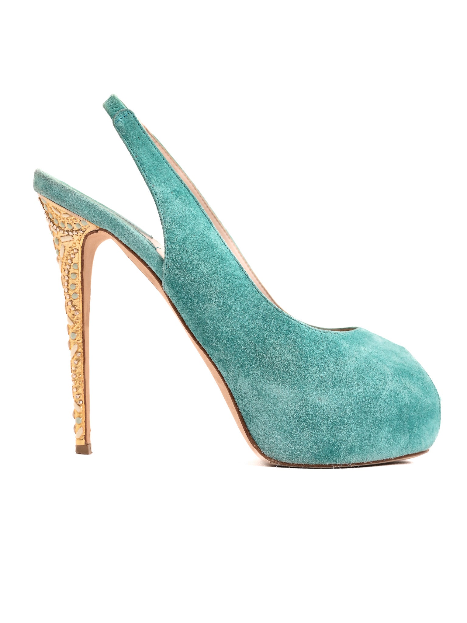 Excellent Lesilla Blue Leather High Heels Size 39 Slingback