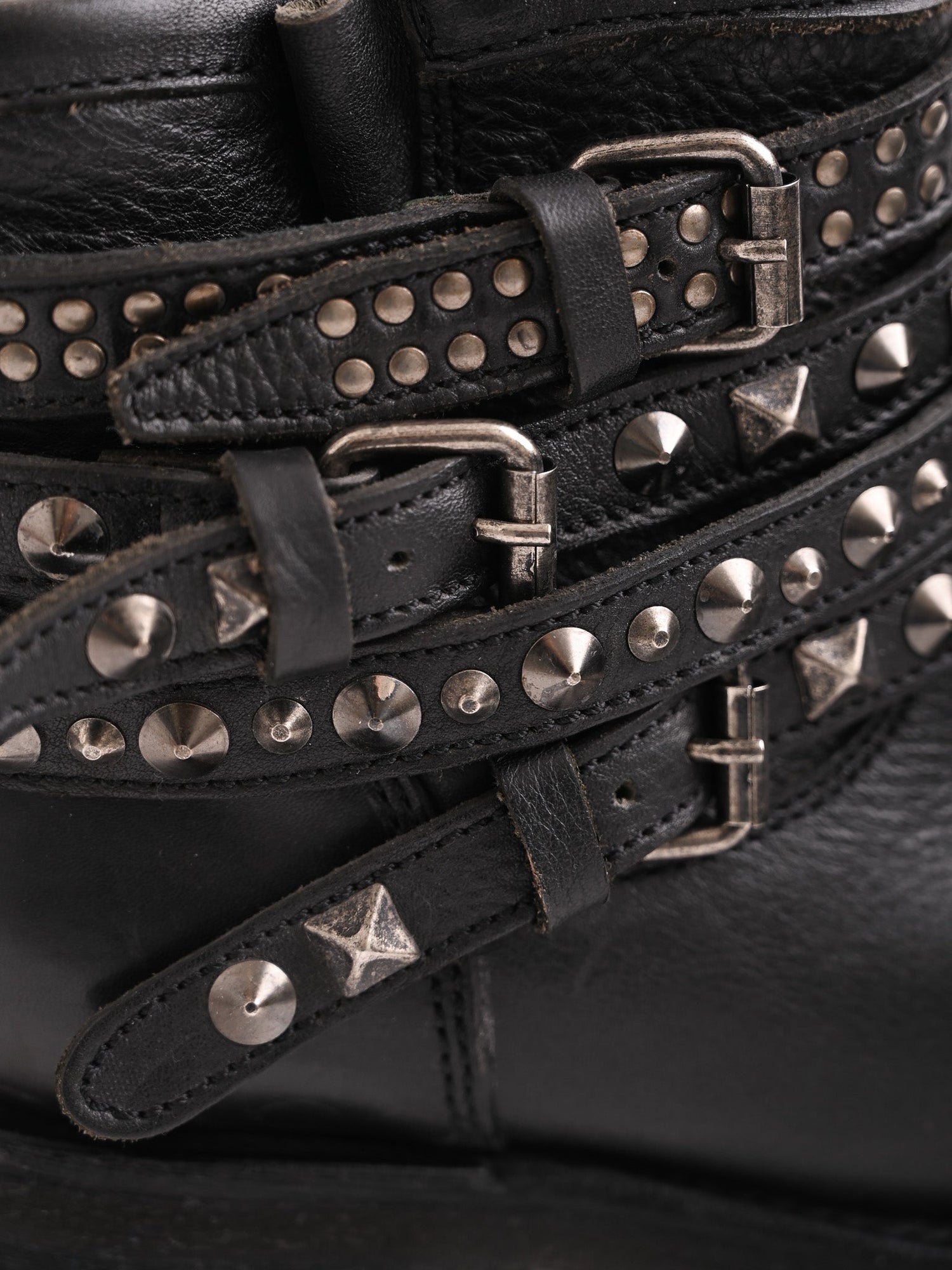 Excellent Ash Black Leather Ankle Boots with Straps and Studs Size 37.5