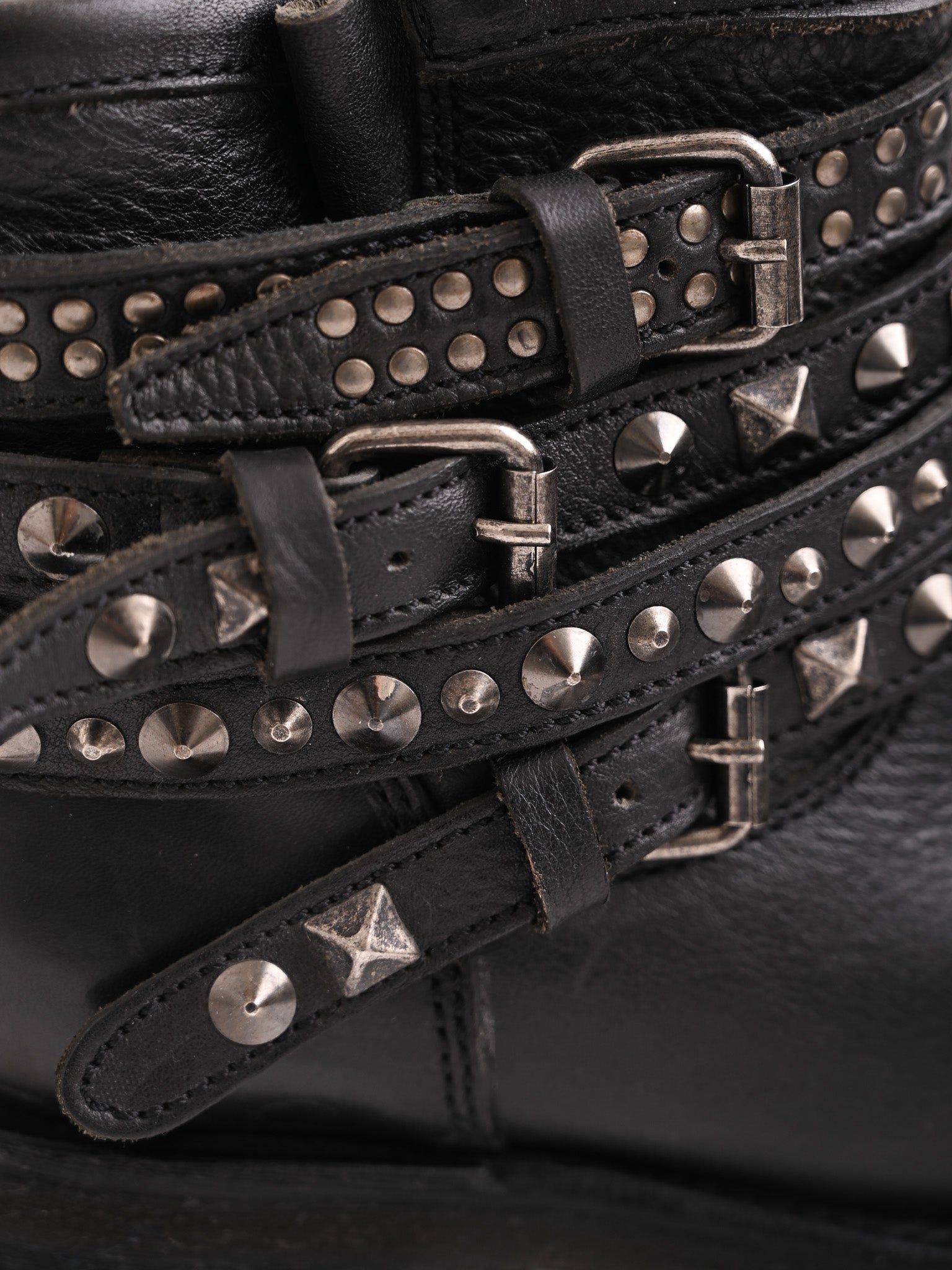 Excellent Ash Black Leather Ankle Boots with Straps and Studs Size 37.5
