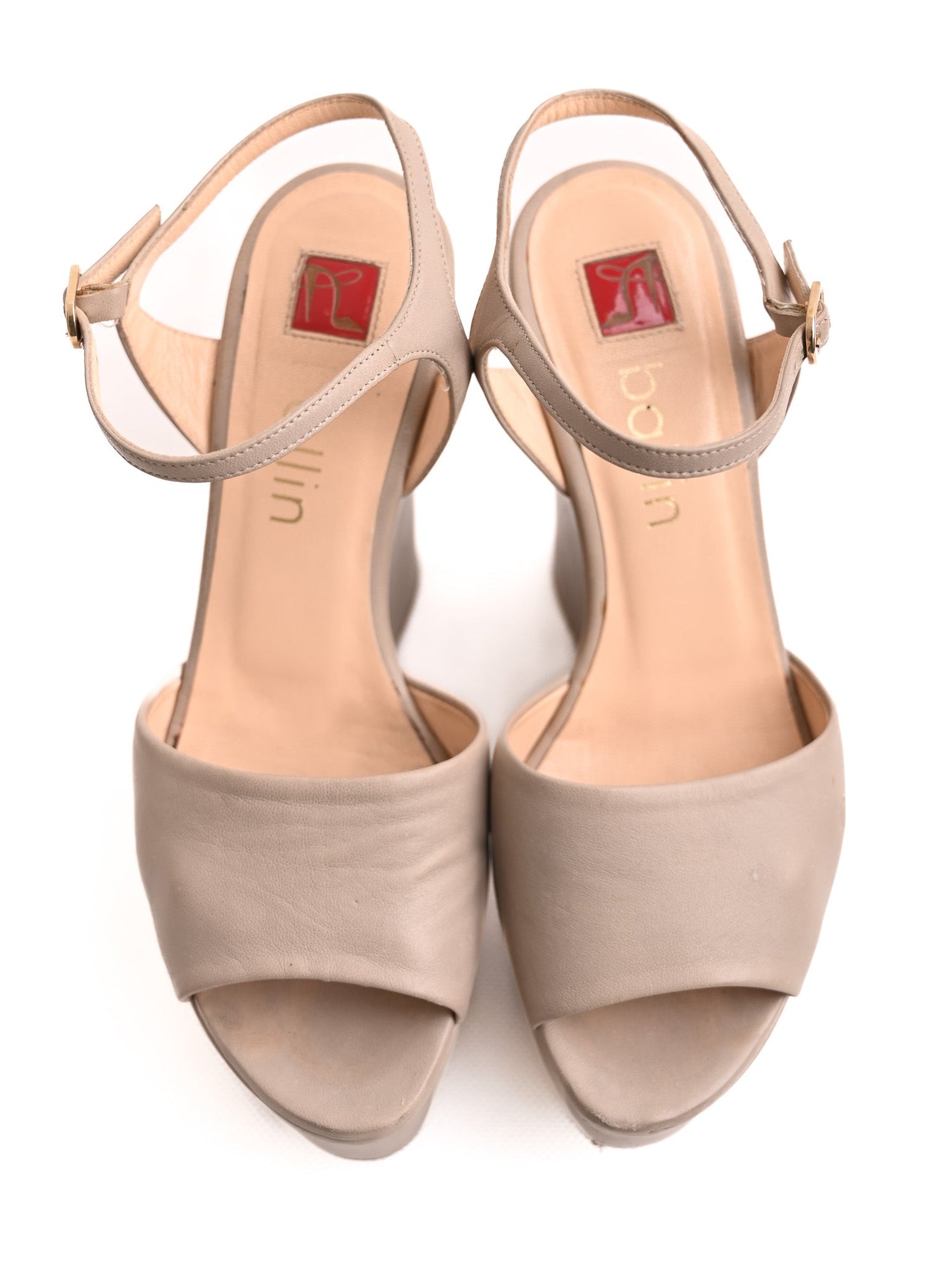 Excellent Ballin Gray Textile Wedge Heels Size 37 with Ankle Strap