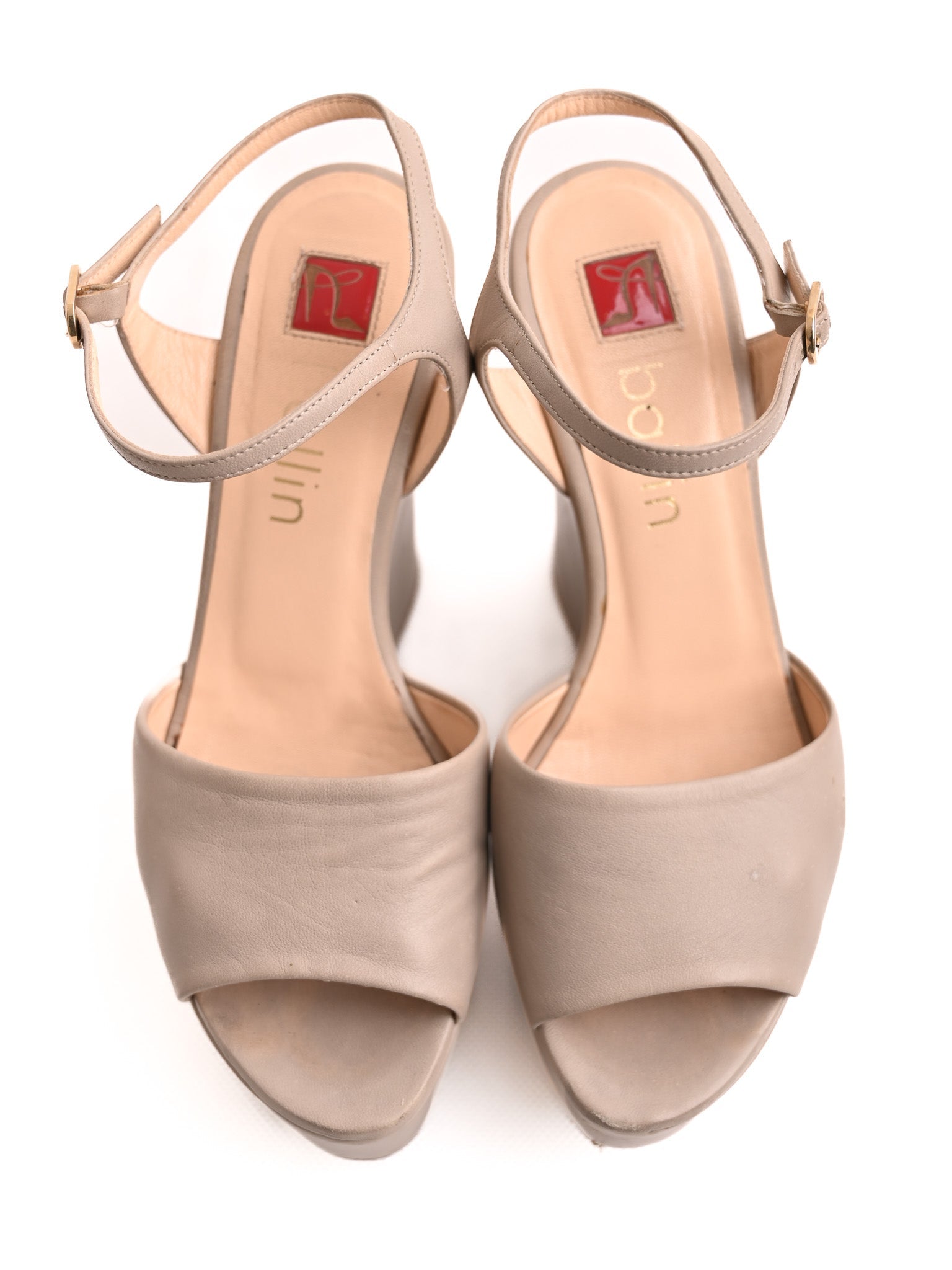 Excellent Ballin Gray Textile Wedge Heels Size 37 with Ankle Strap