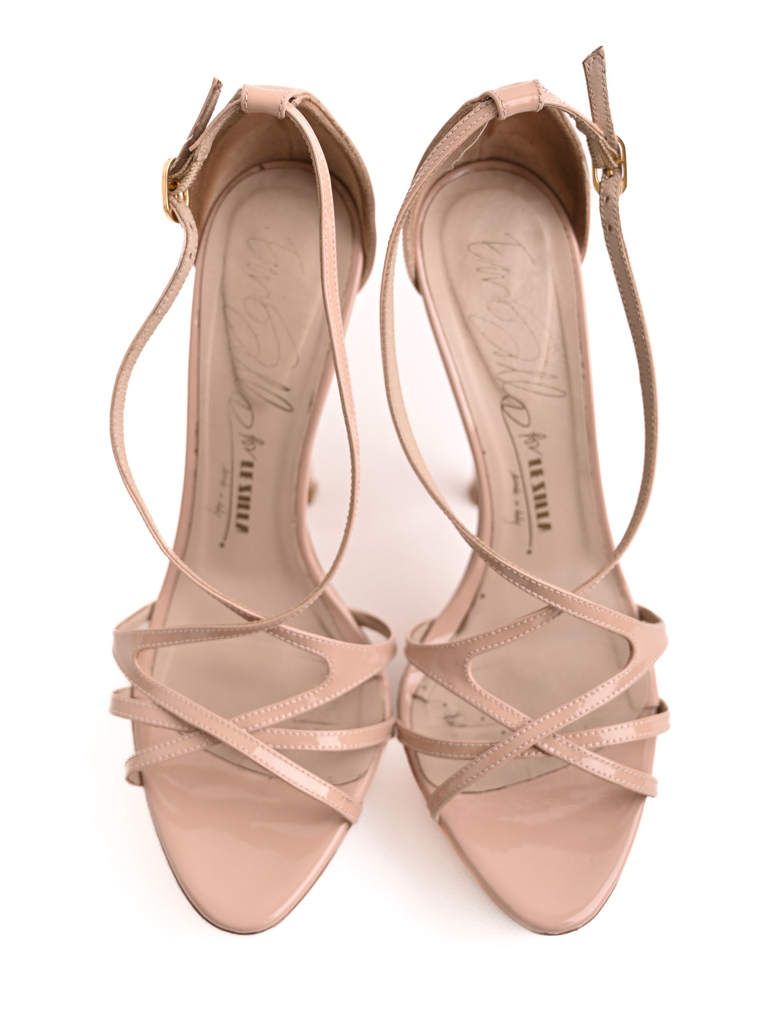 Excellent Lesilla Pink Leather High-Heeled Sandals Size 38.5