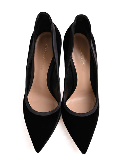 NEW Gianvito Rossi Black Velvet High Heeled Shoes Size 39