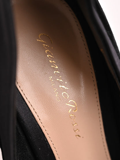 NEW Gianvito Rossi Black Velvet High Heeled Shoes Size 39