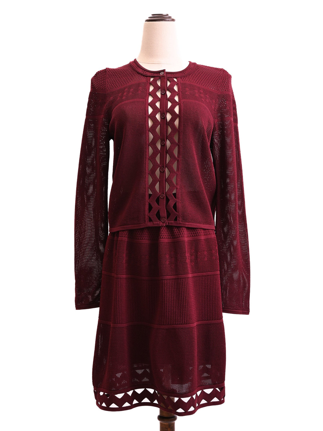 Excellent Sandro Burgundy Dress &amp; Jacket Set Size M Women Viscose