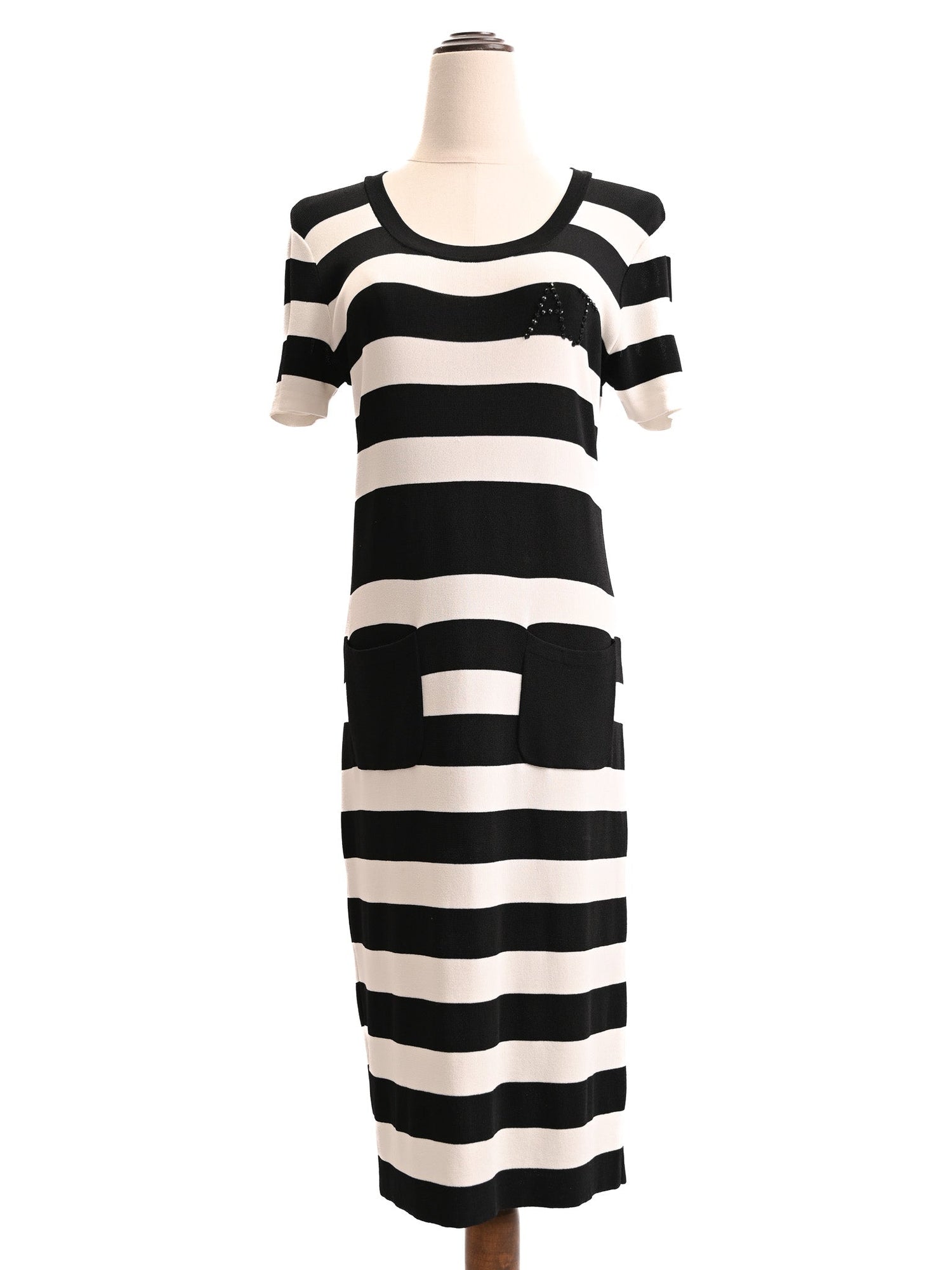 Excellent Armani Jeans Striped Dress Black White Size XL