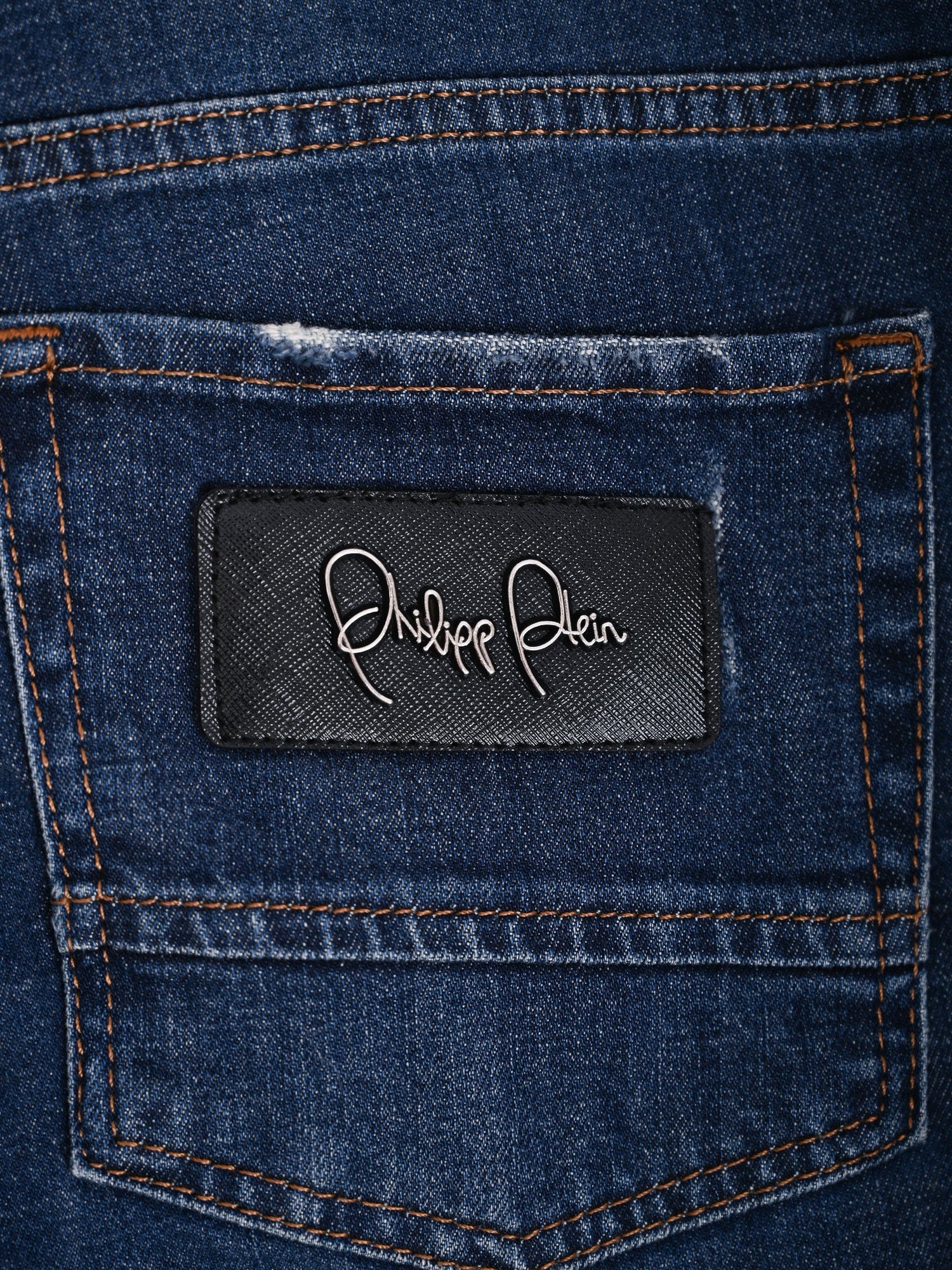 Excellent Phillipp Plein Blue Denim Jeans Size M with Distressing