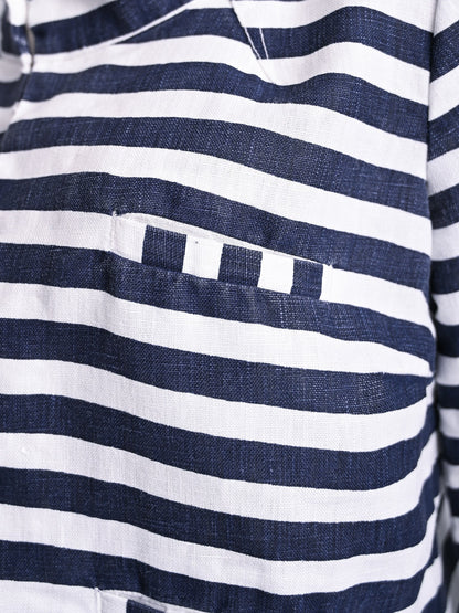 NEW 120% Lino Blue and White Striped Jacket Women&