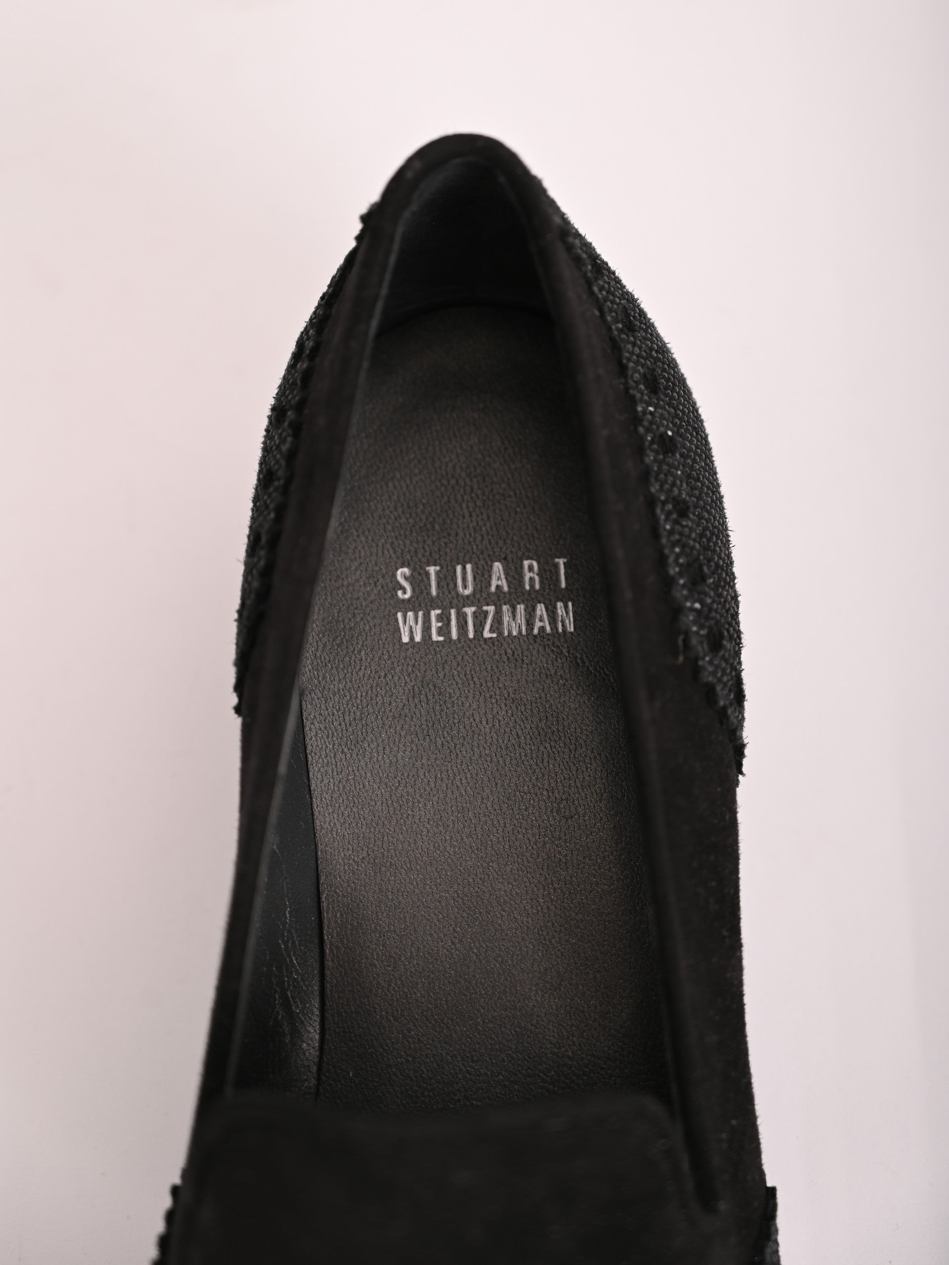 NEW Stuart Weitzman Black Nubuck Loafers Size 37.5 with Tassels