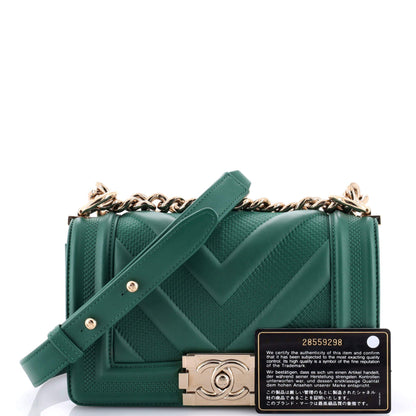 Chanel Boy Flap Bag Perforated Chevron Lambskin Small
