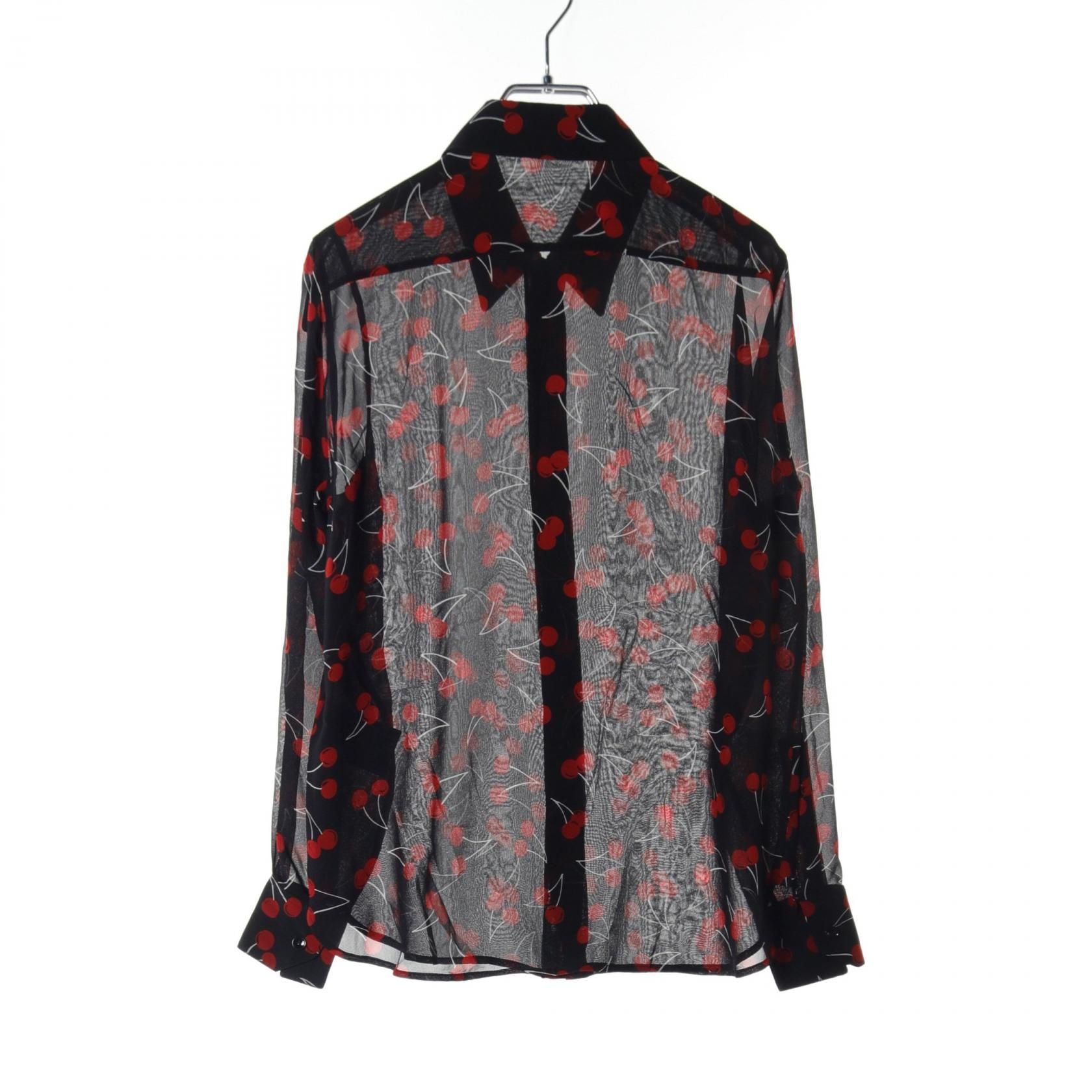 Saint Laurent Paris Blouse Black Red White Silk