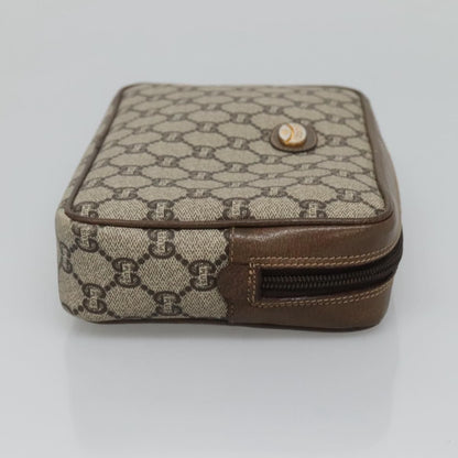 Gucci Gg Plus Supreme Clutch Bag Pvc Beige Brown Auth