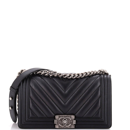 Chanel Boy Flap Bag Chevron Lambskin Old Medium