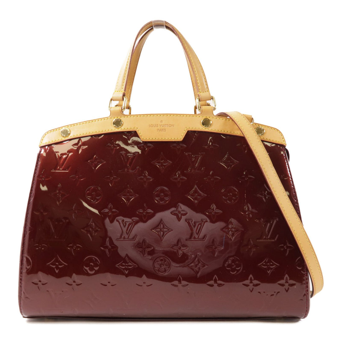 Louis Vuitton Vernis Brea Mm Hand-milled Bag For Shoulder And Back Red/rouge Fauviste Red Wine 2way Shoulder Bag M 91690