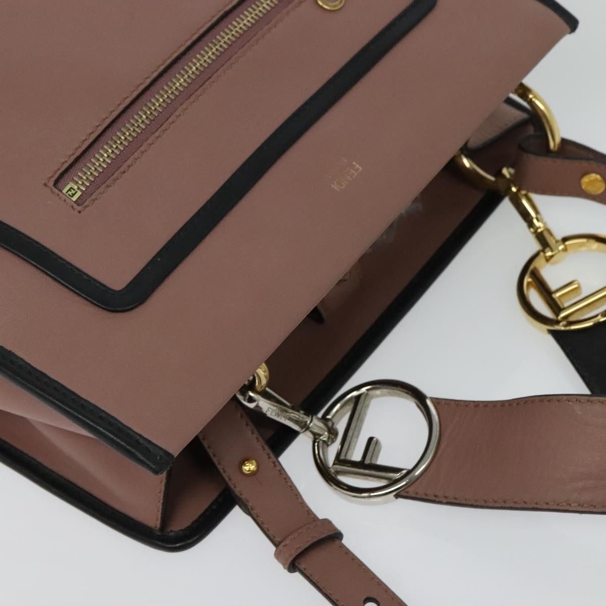 Fendi Runaway Small Hand Bag Leather 2way Pink Gold Auth