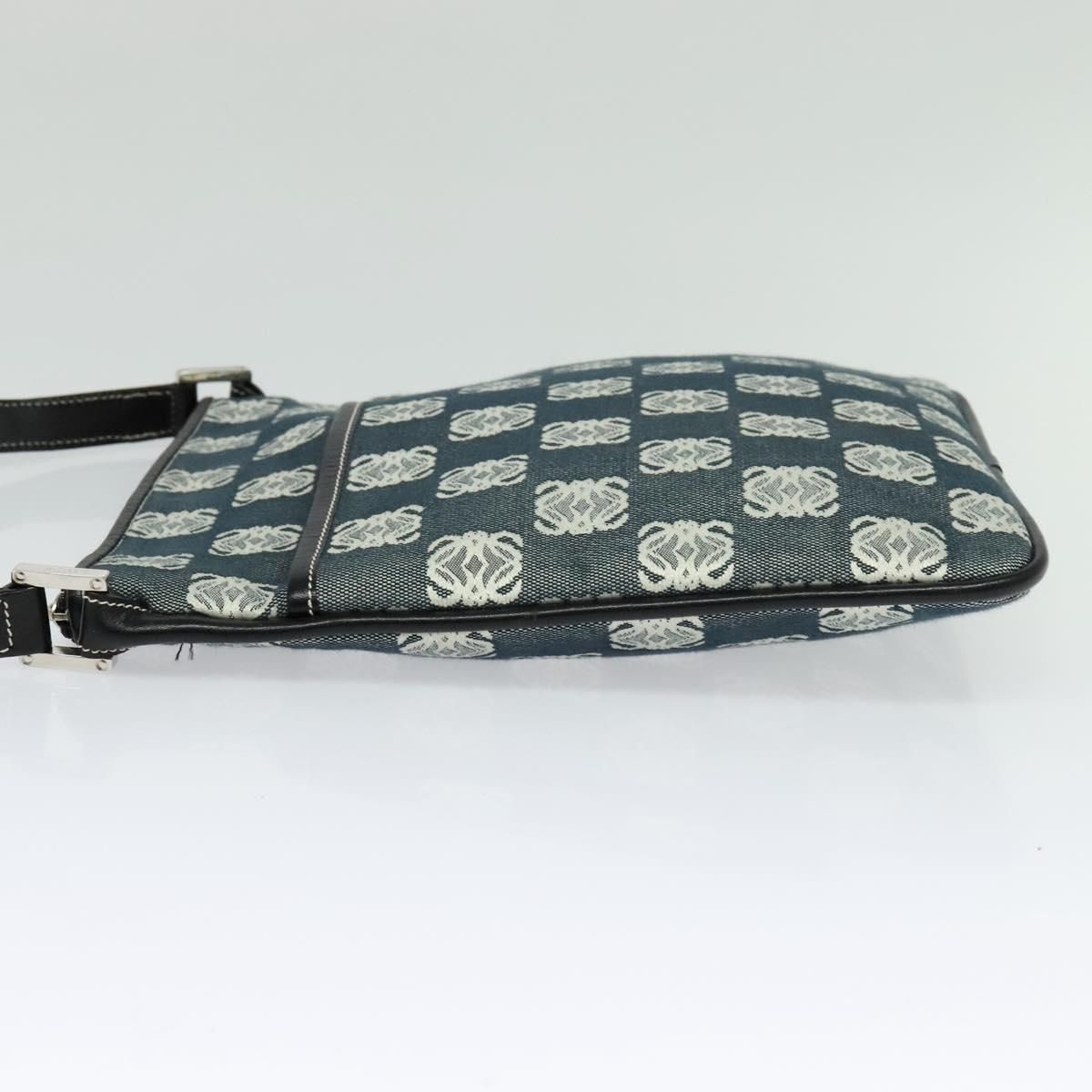 Loewe Anagram Shoulder Bag Canvas Gray Black Silver Auth