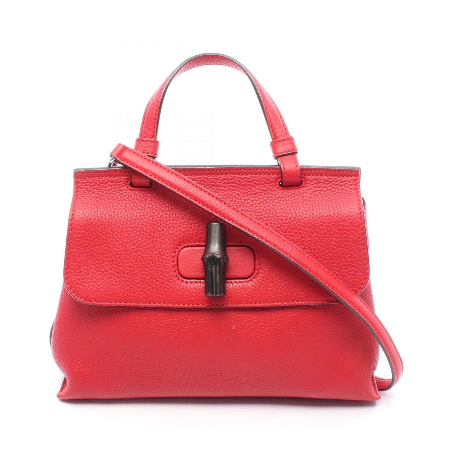 Gucci Daily Bamboo Handbag Red Leather 370831