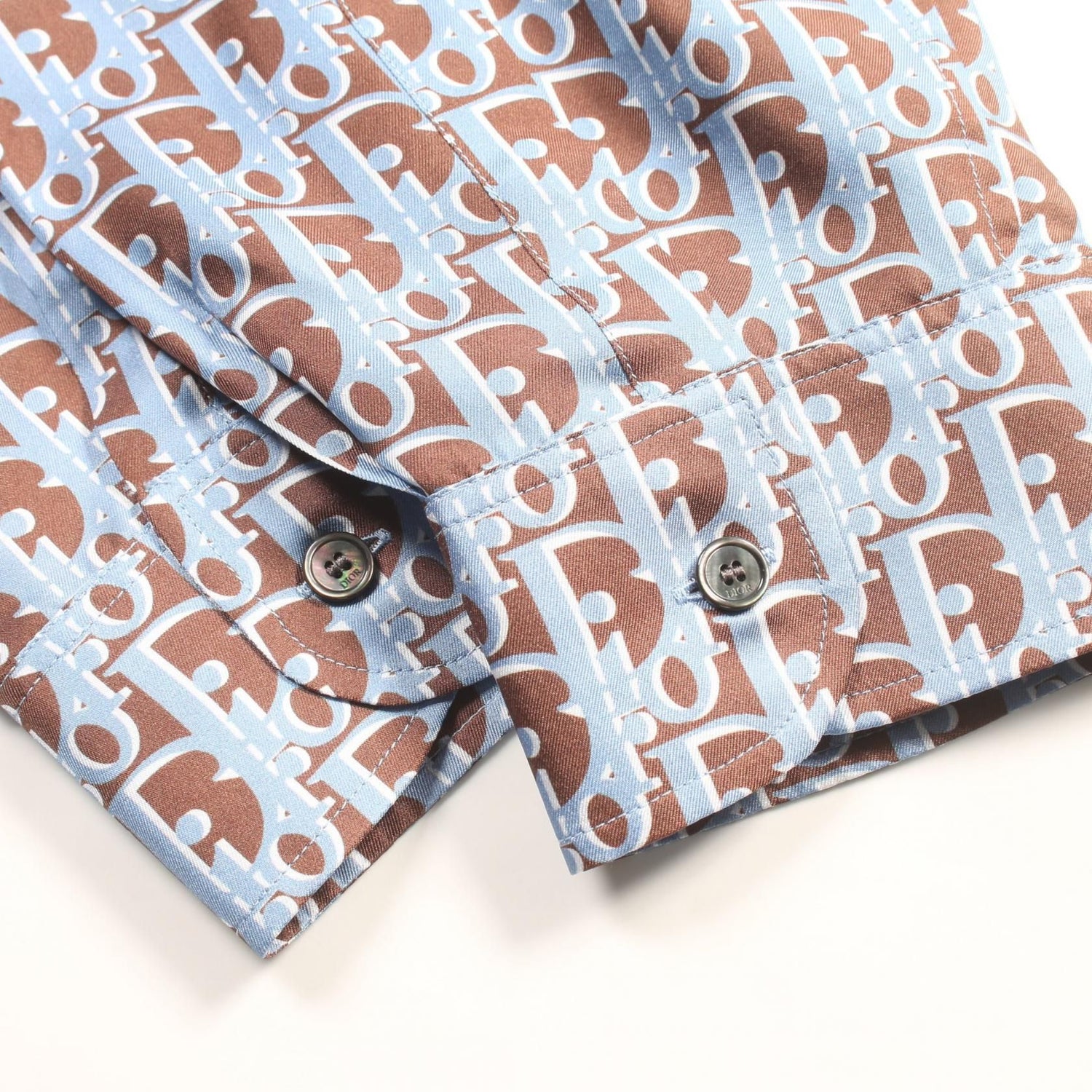 Dior Oblique Tops Brown Blue Silk