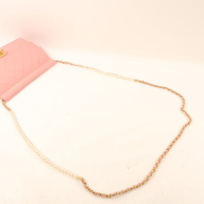 Chanel Pink Cowhide Leather Chain Shoulder Golden Shoulder Bag Powder Red Shoulder Bag Calfskin (cowhide)