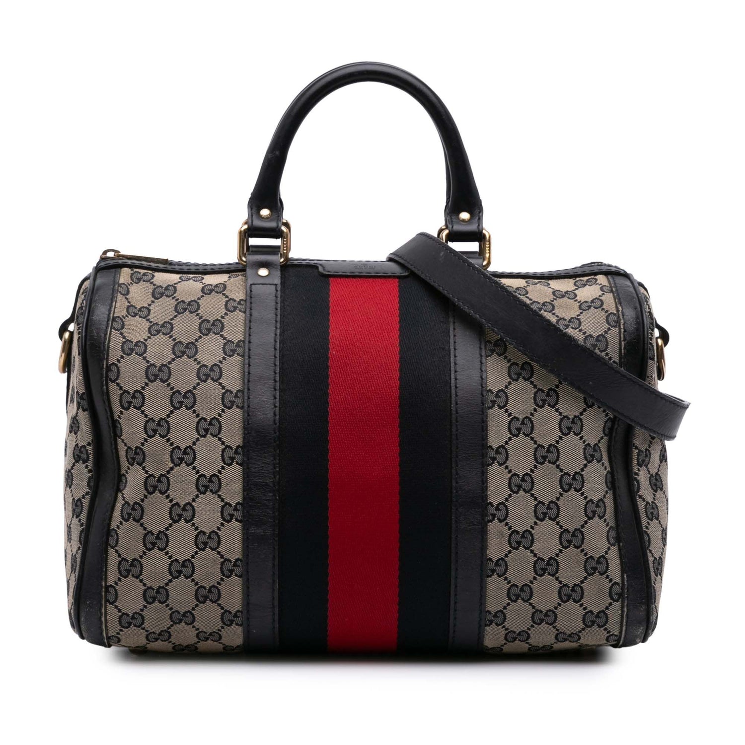 Gucci Medium GG Canvas Web Joy Boston Bag Brown